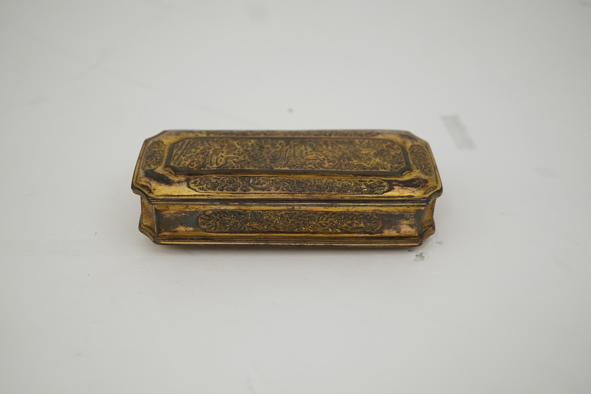 A Japanese Sawasa ware gilt copper tobacco box, first half 18th century